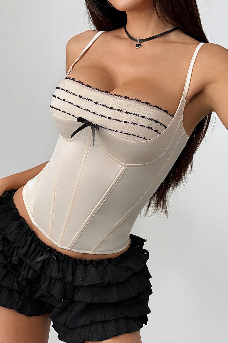 Tie Slim Lace Bow Bone Corset Cami Top image 1