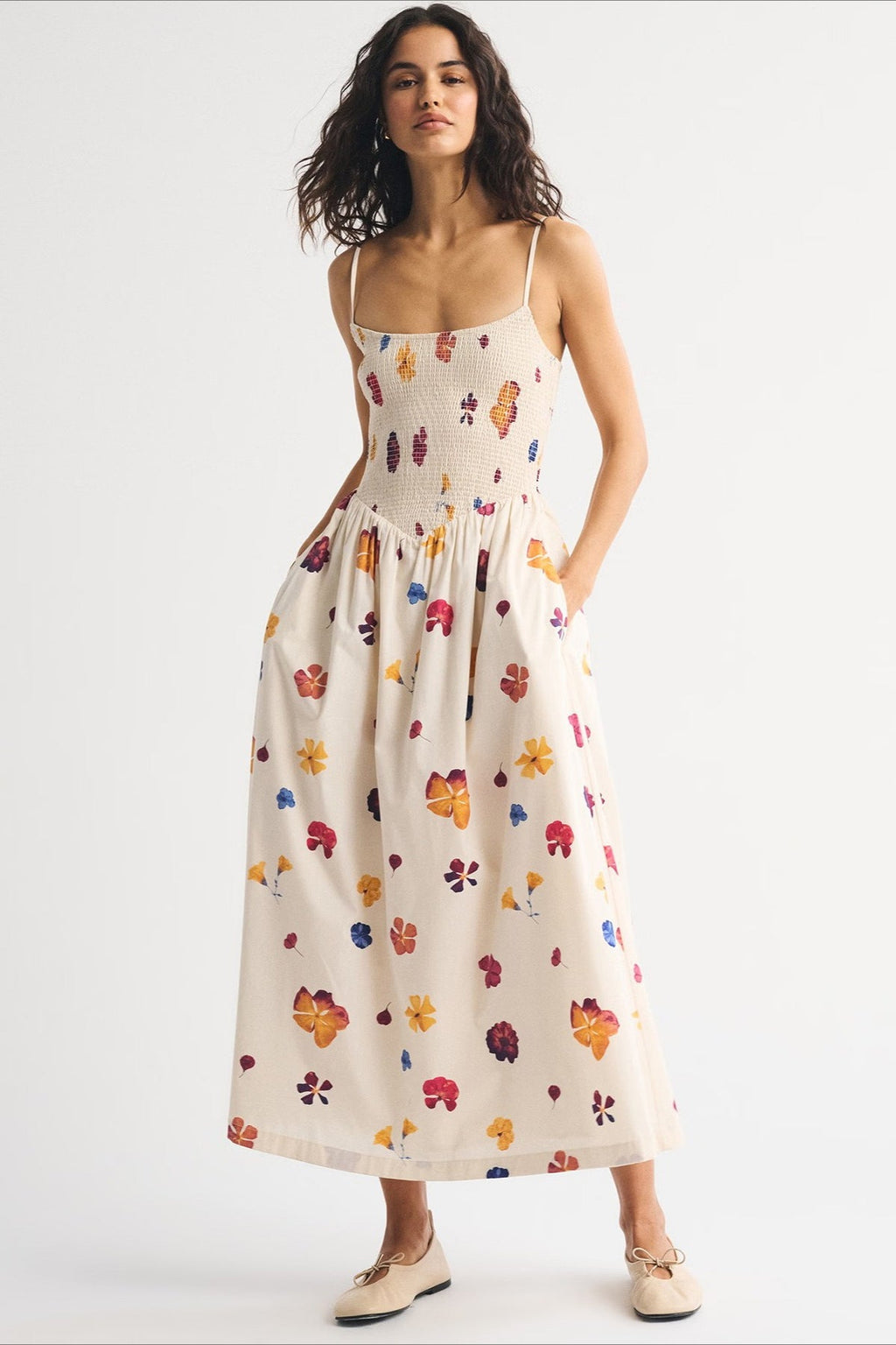 Striped Pocket A-Line Printed Midi Dress image 7
