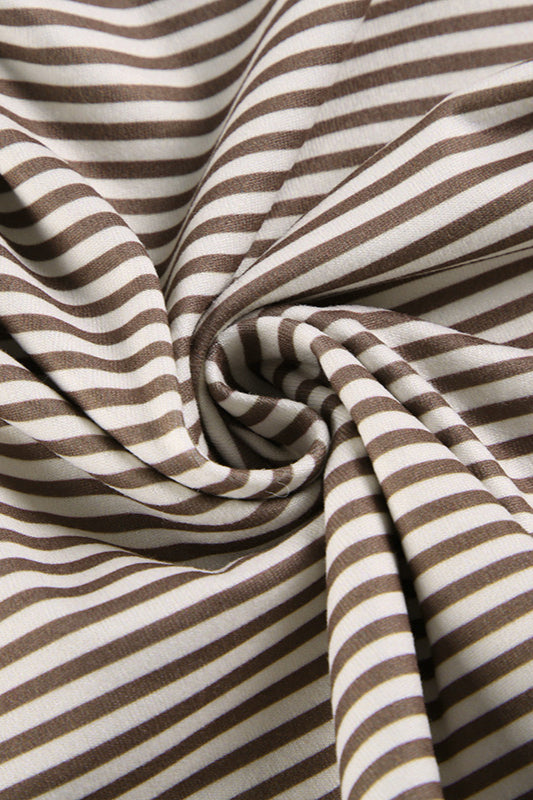 Basic Crew Neck Backless Striped Fitted Knit Blouse image 8