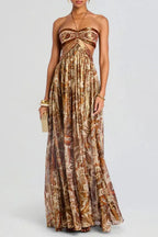 Strapless Lace Up Pleated Boho Dress image 7