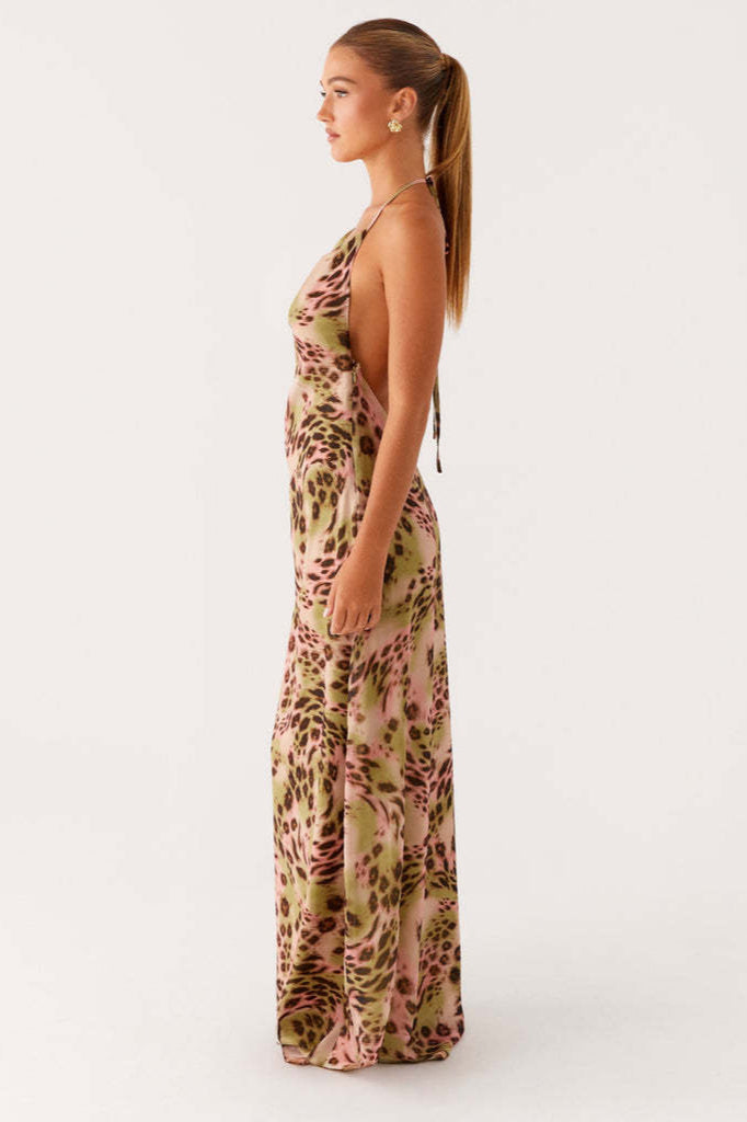 Street Style Leopard V Neck Maxi Dress image 4