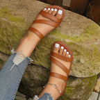 Lena Flat Sandals detail view styled for Avrienne