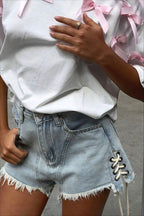 Cute Bowknot Ribbon Loose Short Sleeve T-shirt image 4