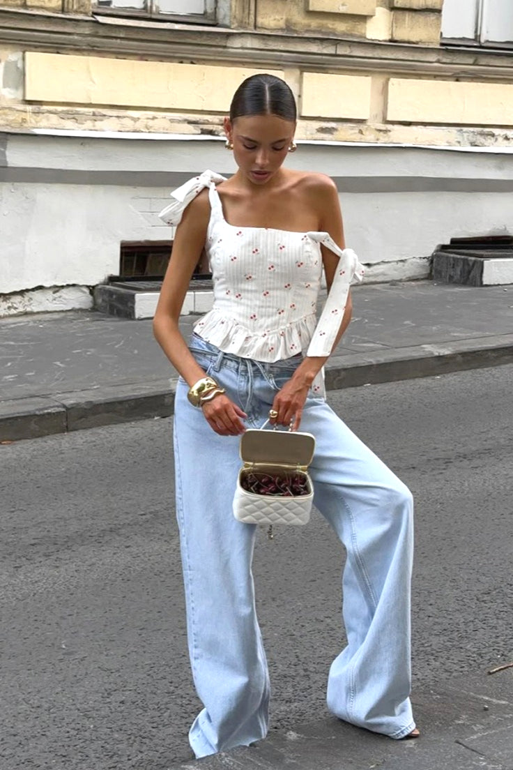 Chic Floral Print Ruffle Tie Cami Top image 4