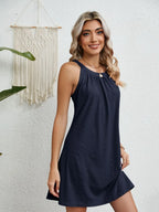 Flora Eyelet Dress detail view styled for Avrienne