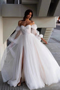 Elegant Forest Long Sleeve Train Wedding Dress image 1