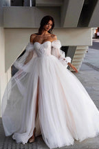 Elegant Forest Long Sleeve Train Wedding Dress image 1