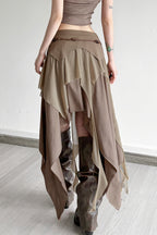 High Waist Irregular Layered Split Skirt image 4