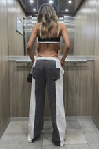 Low Waist Stripe Panel Straight Leg Pants image 5