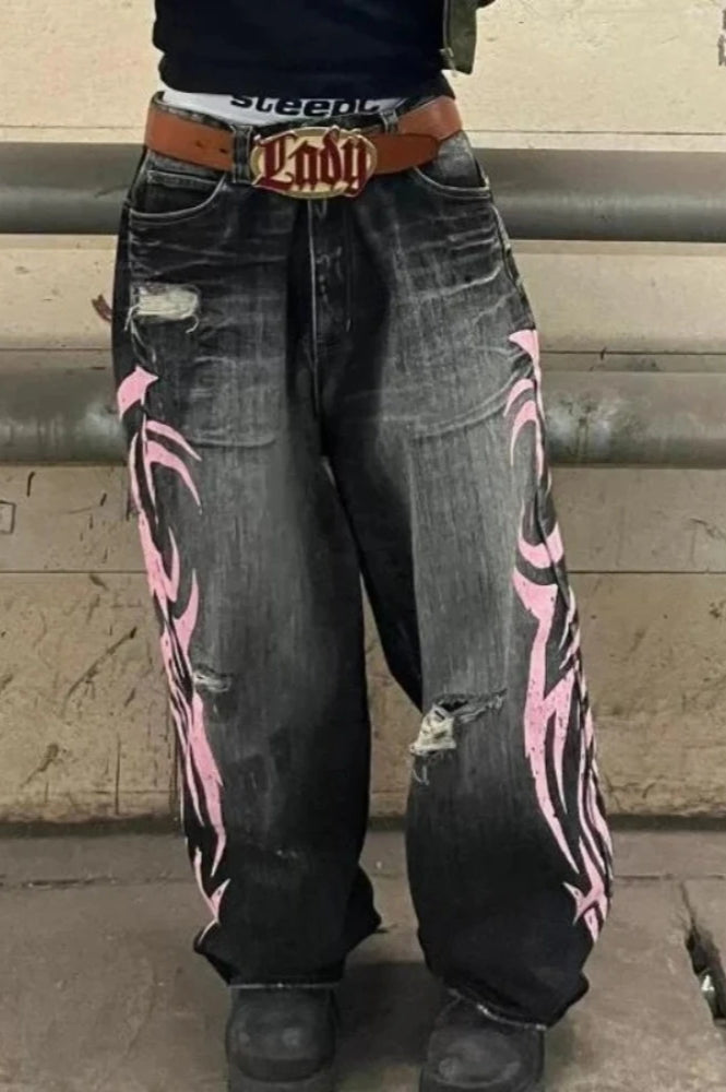 Gothic Print Wide-Leg Jeans image 6