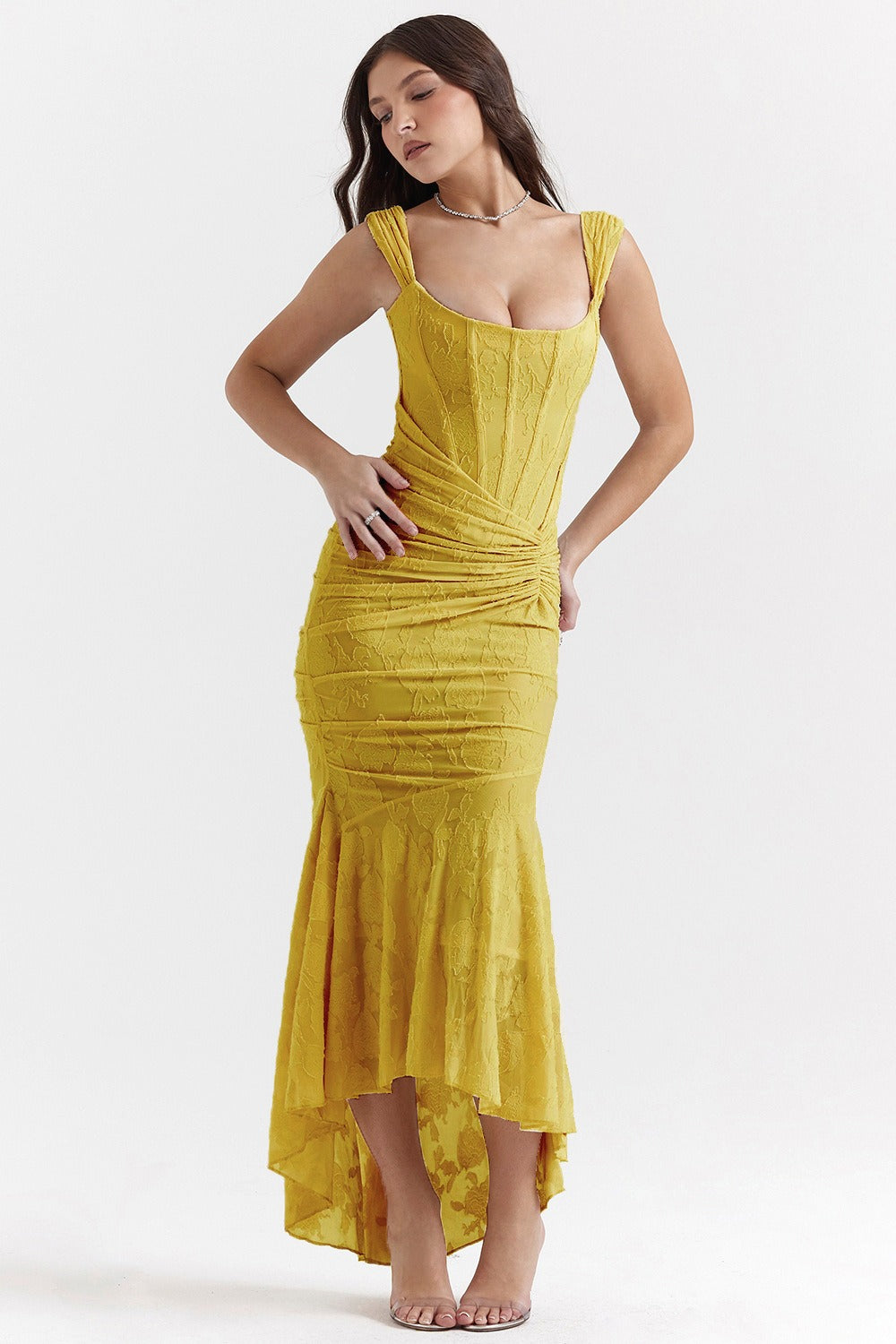 Stretch Mesh Jacquard Mermaid Formal Dress image 7