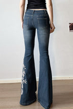 Vintage Gradient Rose Embroidery Bootcut Jeans image 5