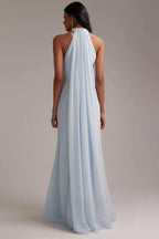 Elegant Halter Light Blue Maxi Party Dress image 3