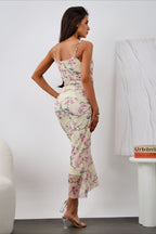 Floral Mesh Backless Bodycon Midi Dress image 3