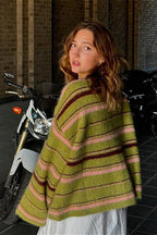 Striped Color Block Knit Loose Cardigan image 2