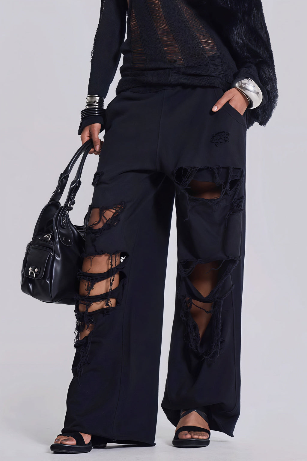 Street Style Loose Ripped Pants image 4