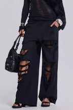 Street Style Loose Ripped Pants image 4
