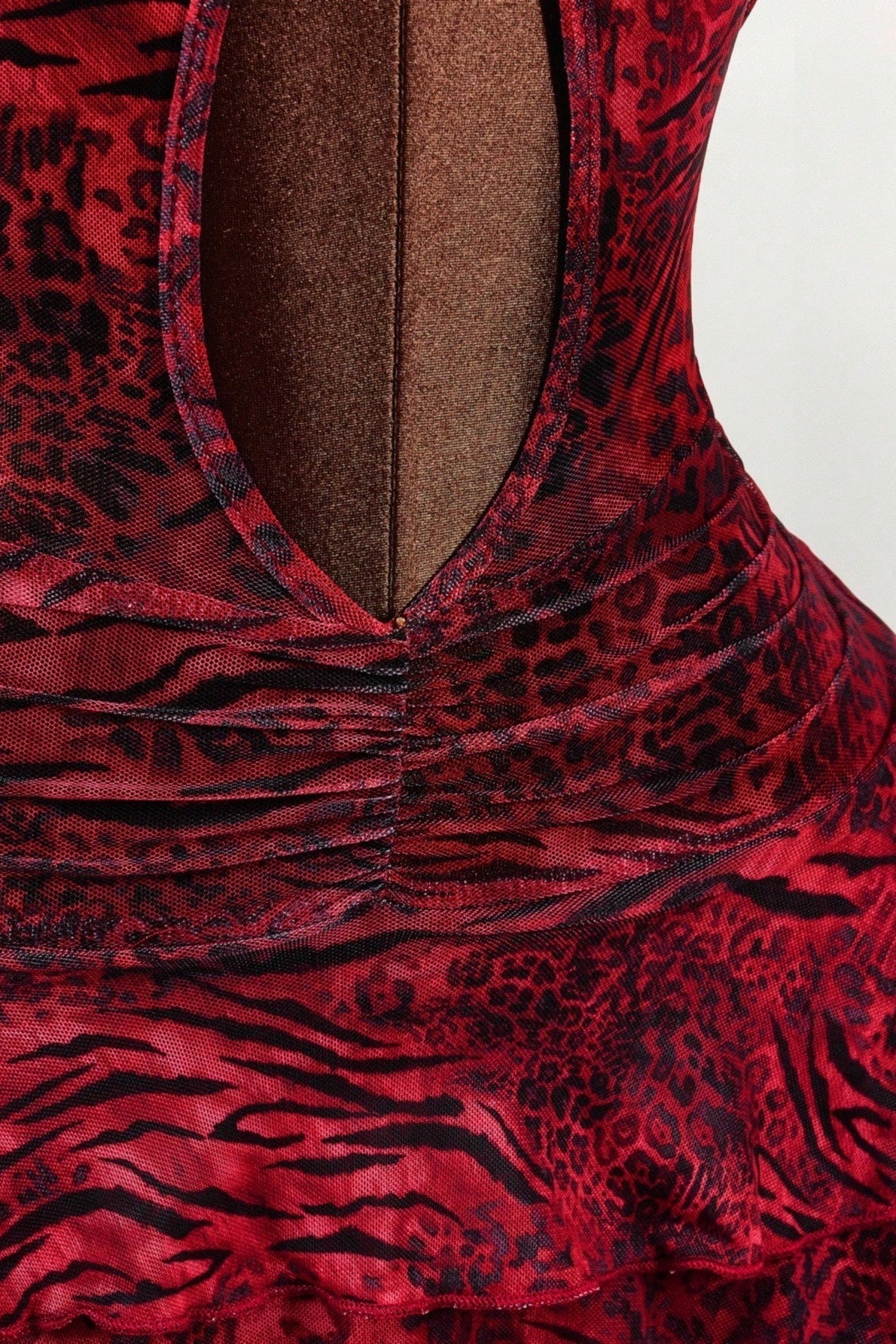 Leopard Print Sexy Halter Tie Tiered Mini Dress image 9