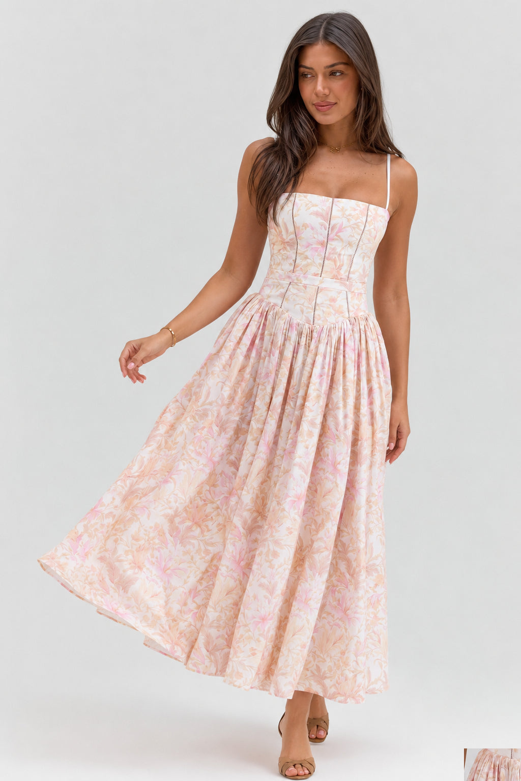 Sexy Floral Cami Bodycon Maxi Dress image 3