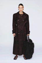 Double Breasted Tie Waist Long Elegant  Overcoat image 8