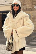 Faux Fur Belted Hooded Coat image 1