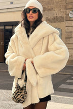 Faux Fur Belted Hooded Coat image 1