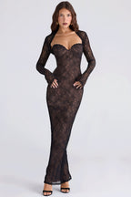 Sexy Lace Sheer Shawl Bandeau Maxi Dress image 10