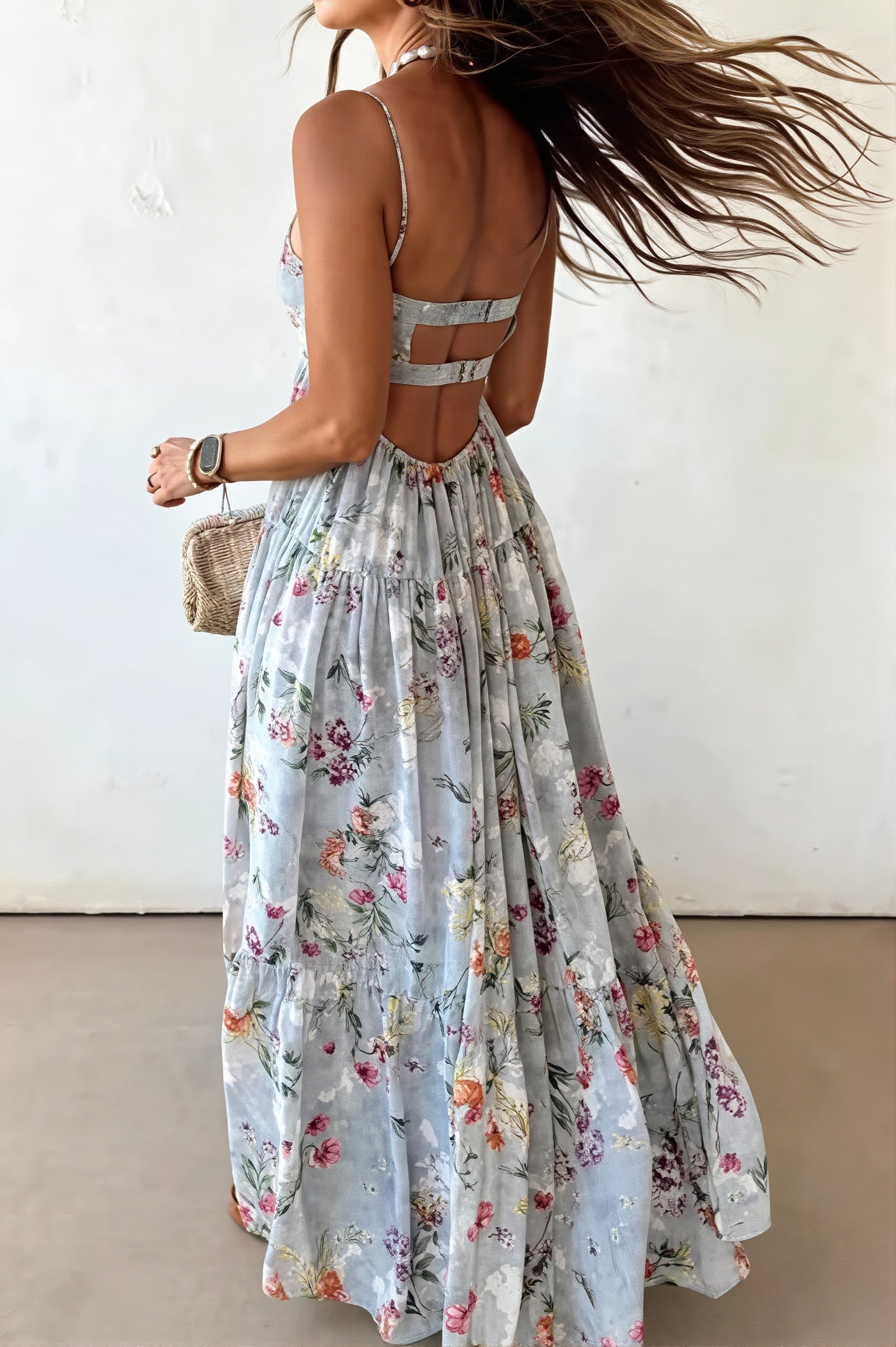 Floral Cami Flowy Swing Long Boho Dress image 4