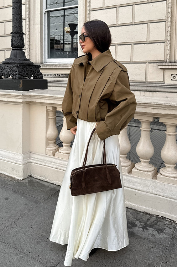 Chic Pleated Detail Short Coat image 6