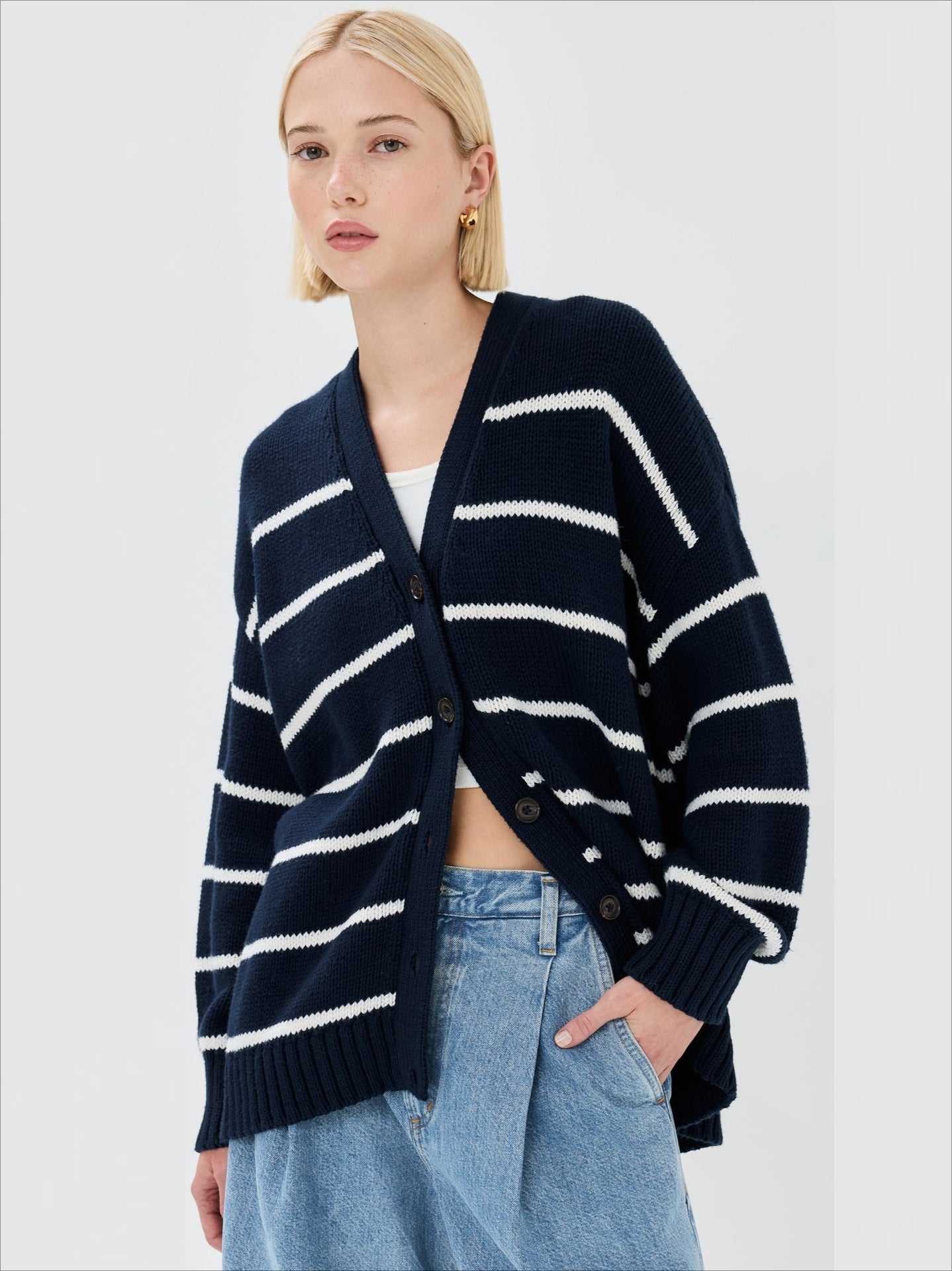 Striped Loose Knit Cardigan image 11