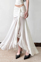 Mesh Panel Ruffle Tie Detail Maxi Skirt image 3