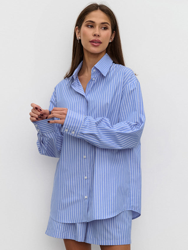 Chic Striped Cotton Casual Set  Blouse image 5