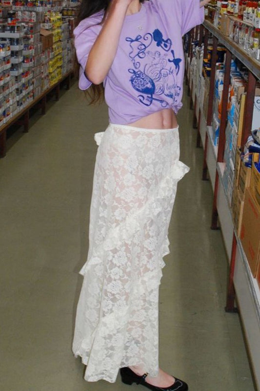 Lace Insert Bodycon Maxi Skirt image 1