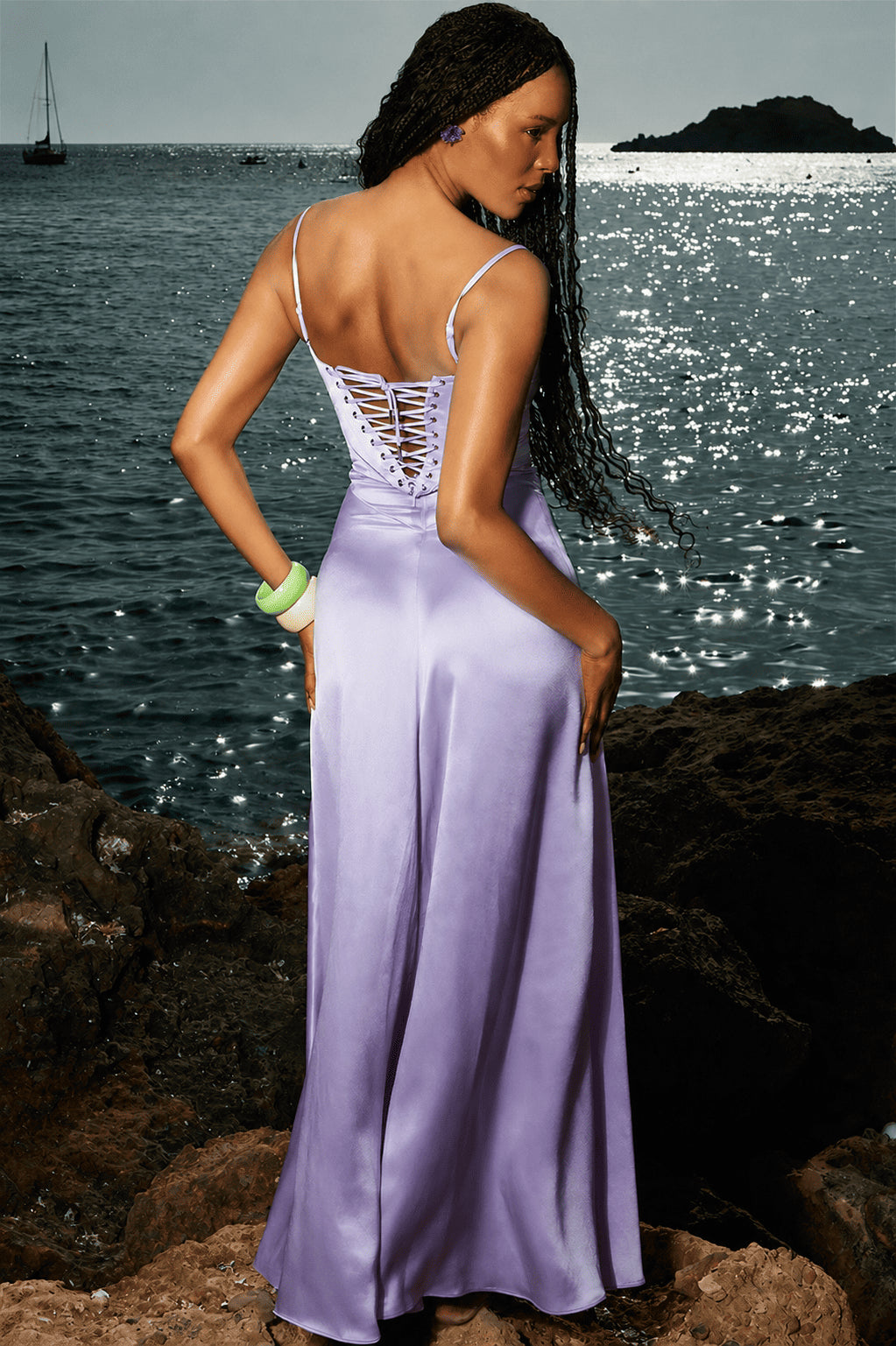 Lined Jacquard Satin Cami Maxi Dress image 3