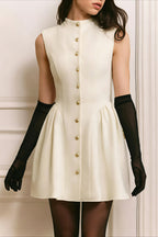 Classy Button Tweed Waist Cinching Slim Fit Mini Dress image 4