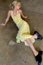 Casual U Neck Floral Print Ruched Cami Maxi Dress image 5