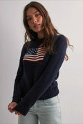Color Block Flag Print Loose Knit Sweater image 1
