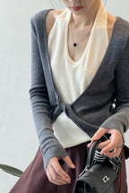 Patchwork Layered Halter Long Sleeve Tee image 3