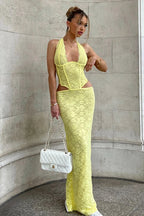 Halter Hollow Waist Split Sexy Maxi Dress image 2