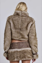 Vintage Cropped Patchwork Stand Collar Coat image 6