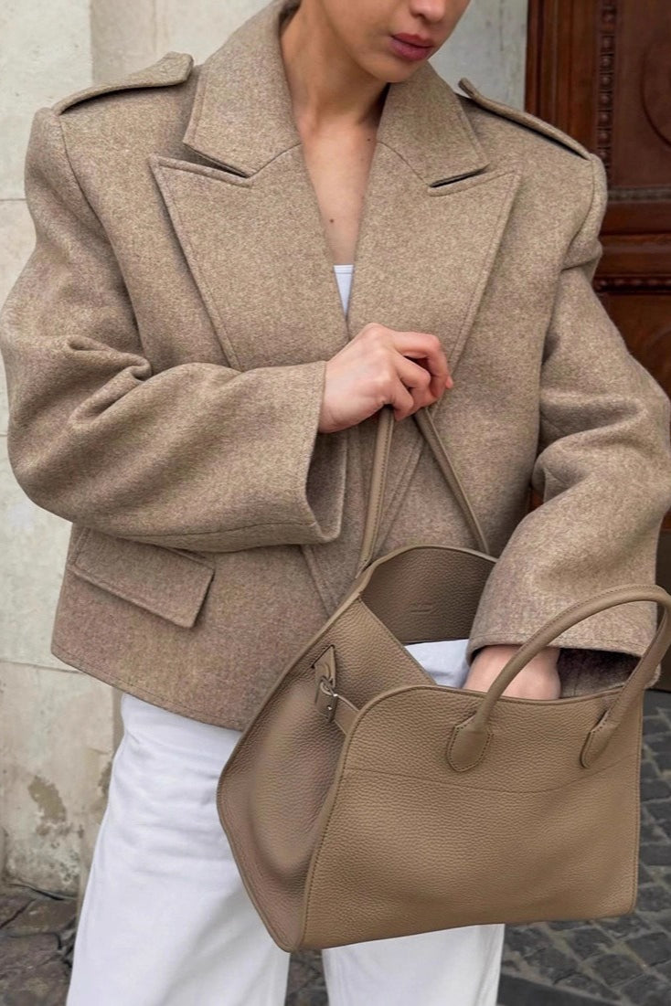Grey Wool Shoulder Pad Jacket image 1
