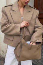 Grey Wool Shoulder Pad Jacket image 1