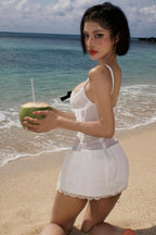Bow Tie Lace Patchwork Spaghetti Strap Mini Dress image 5