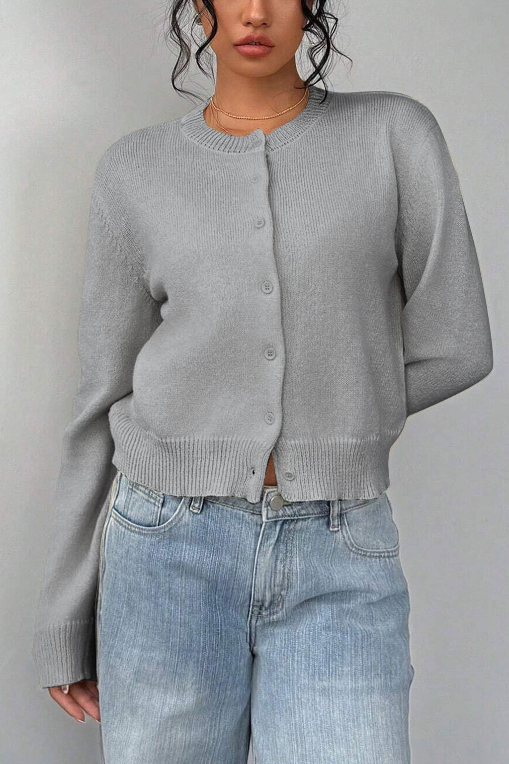 Lightweight Round Neck Button Cardigan image 13