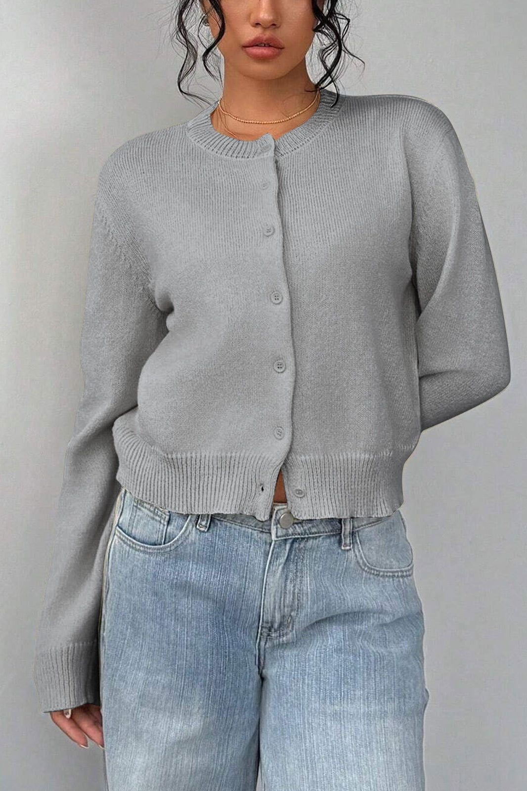 Lightweight Round Neck Button Cardigan image 13