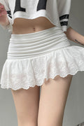 Stretchy Double Layer Lace Patchwork Skirt image 1