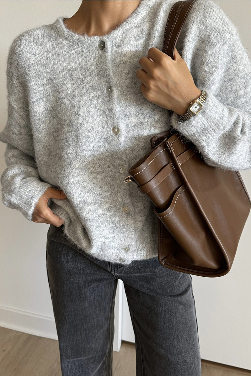 Solid Color Wool Blend Cardigan image 2