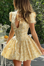 Floral V Neck Ruched Mini Dress image 2