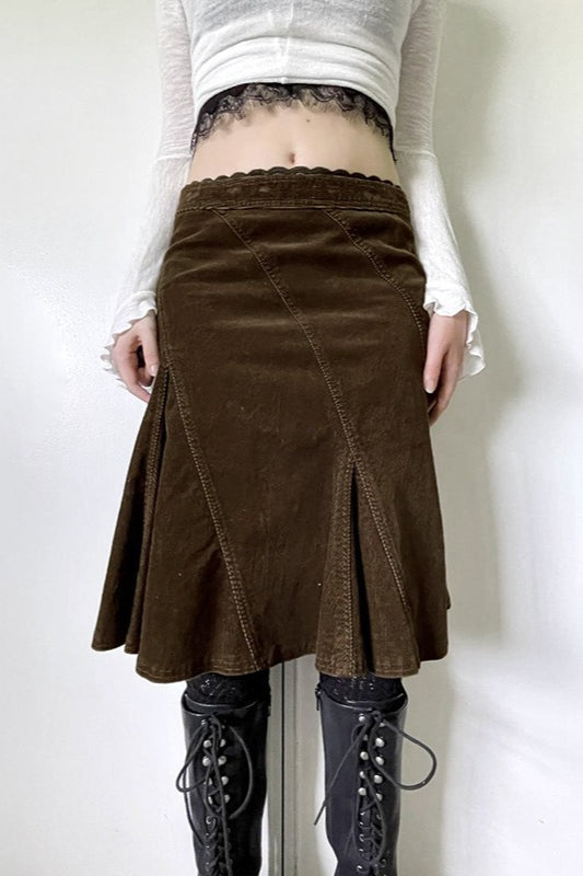 Vintage Lace Trim Colorblock A-Line Skirt image 4