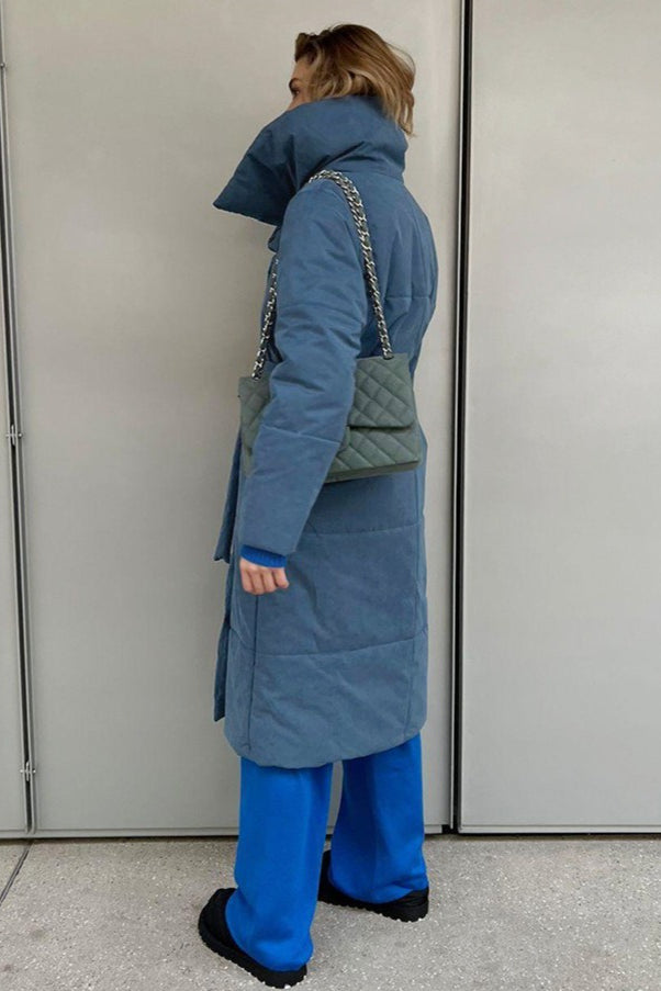 Long Stand Collar Relaxed Quilted Puffer Jacket image 21